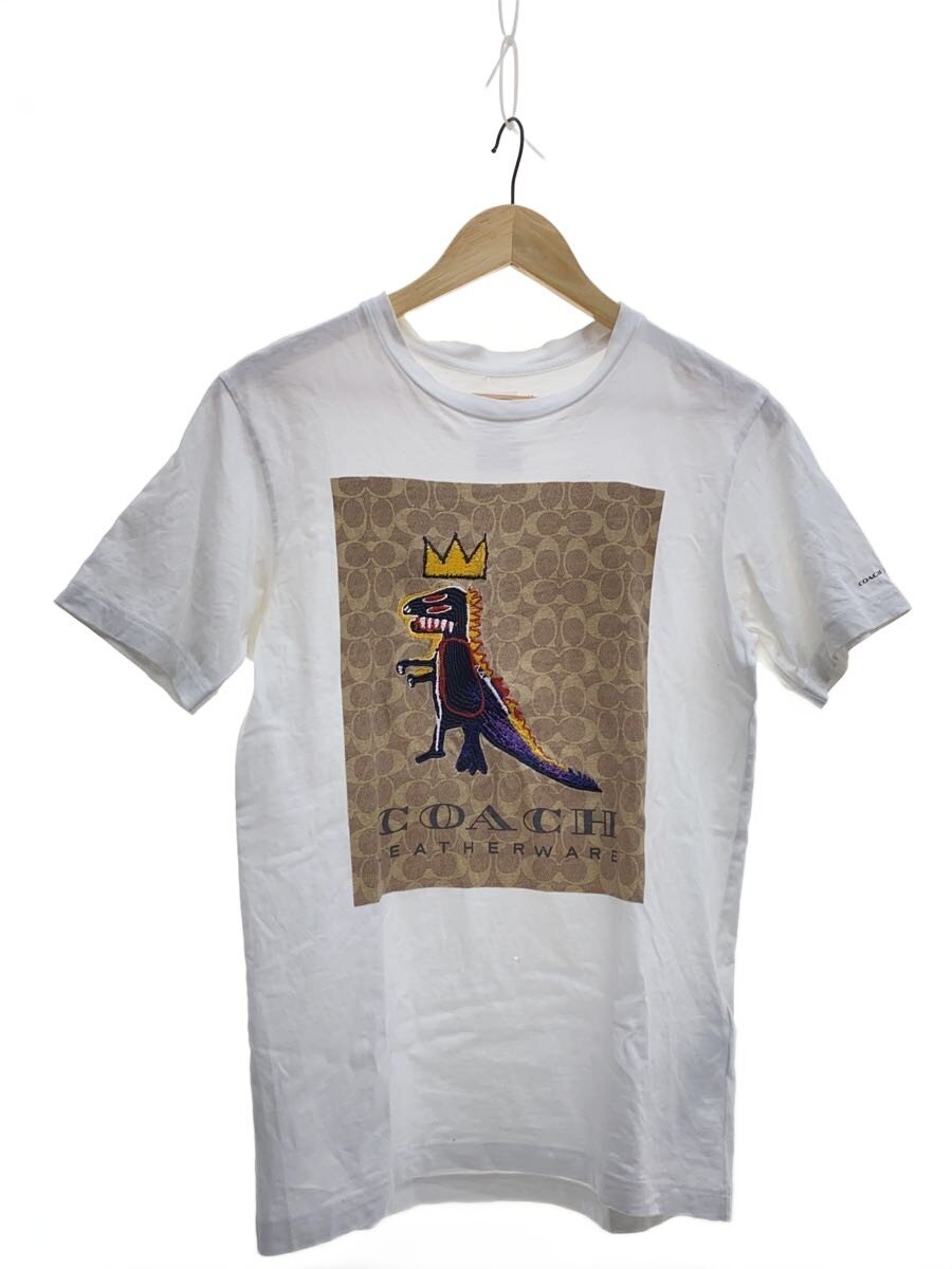 【中古】COACH◆Tシャツ/S/コットン/WH