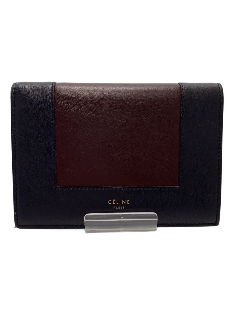 【中古】CELINE◆2つ折り財布/レザー/NVY/メンズ【服飾雑貨他】