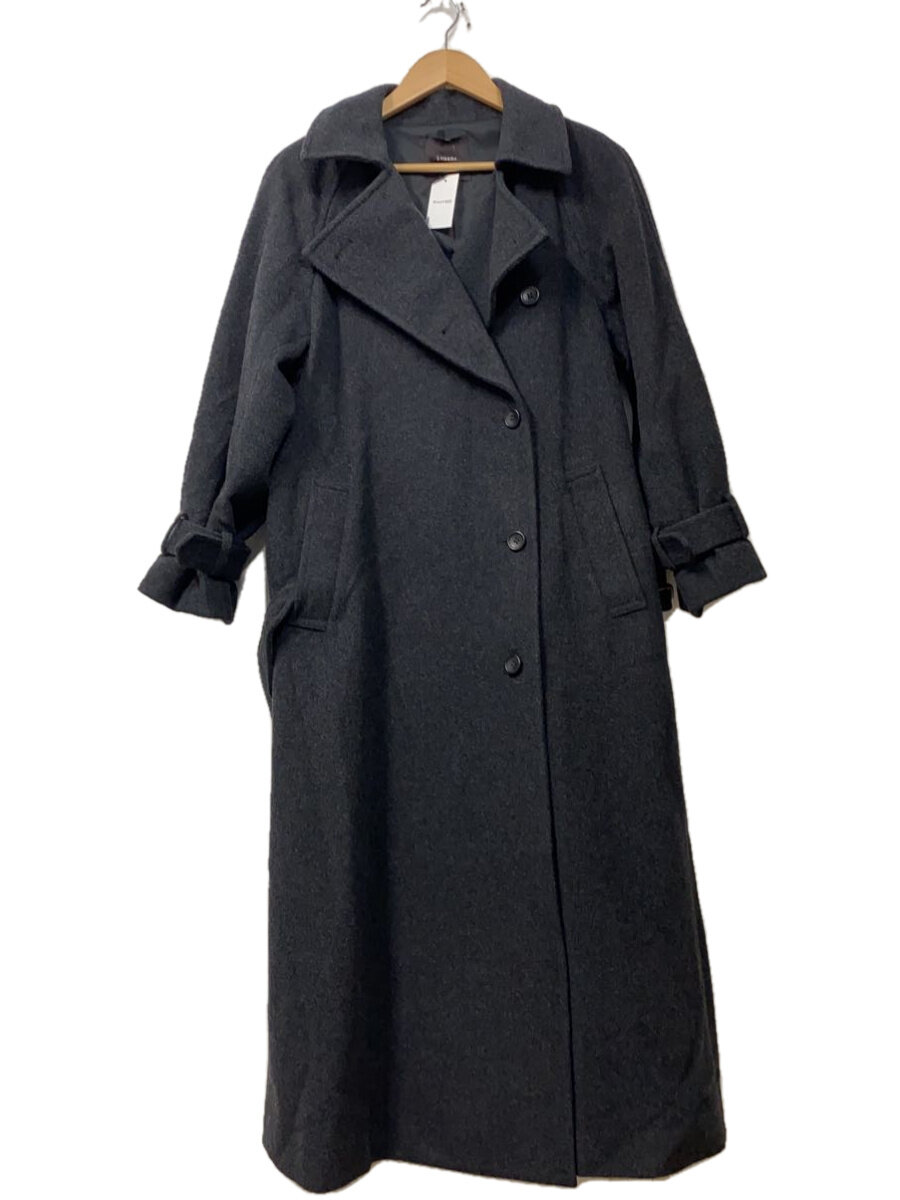 【中古】anuans◆ウールトレンチコート/トレンチコート/S/ウール/GRY/1524500001-0【レディースウェア】