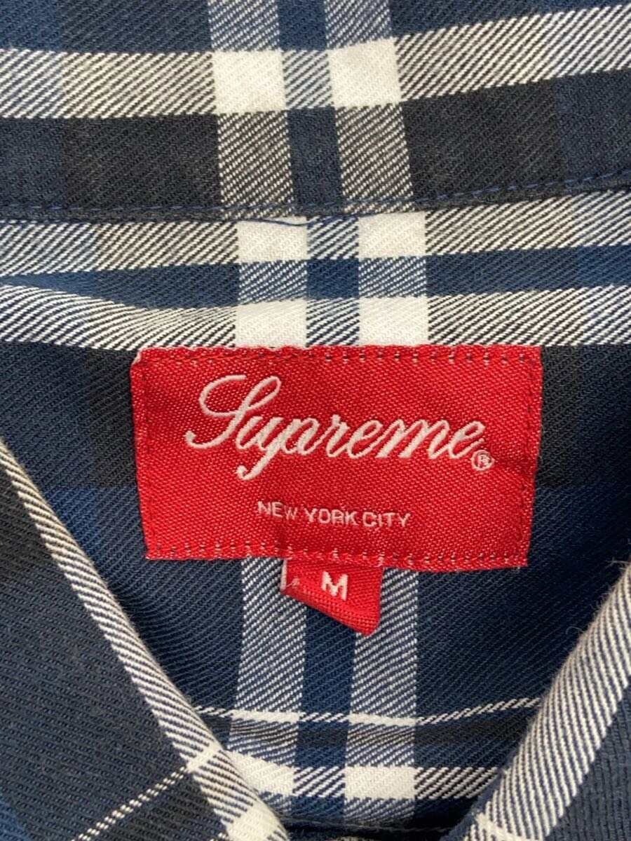 【中古】Supreme◆21AW/THERMAL WORK SHIRT/ネルシャツ/M/コットン/NVY/チェック/袖ヨゴレ考慮【メンズウェア】
