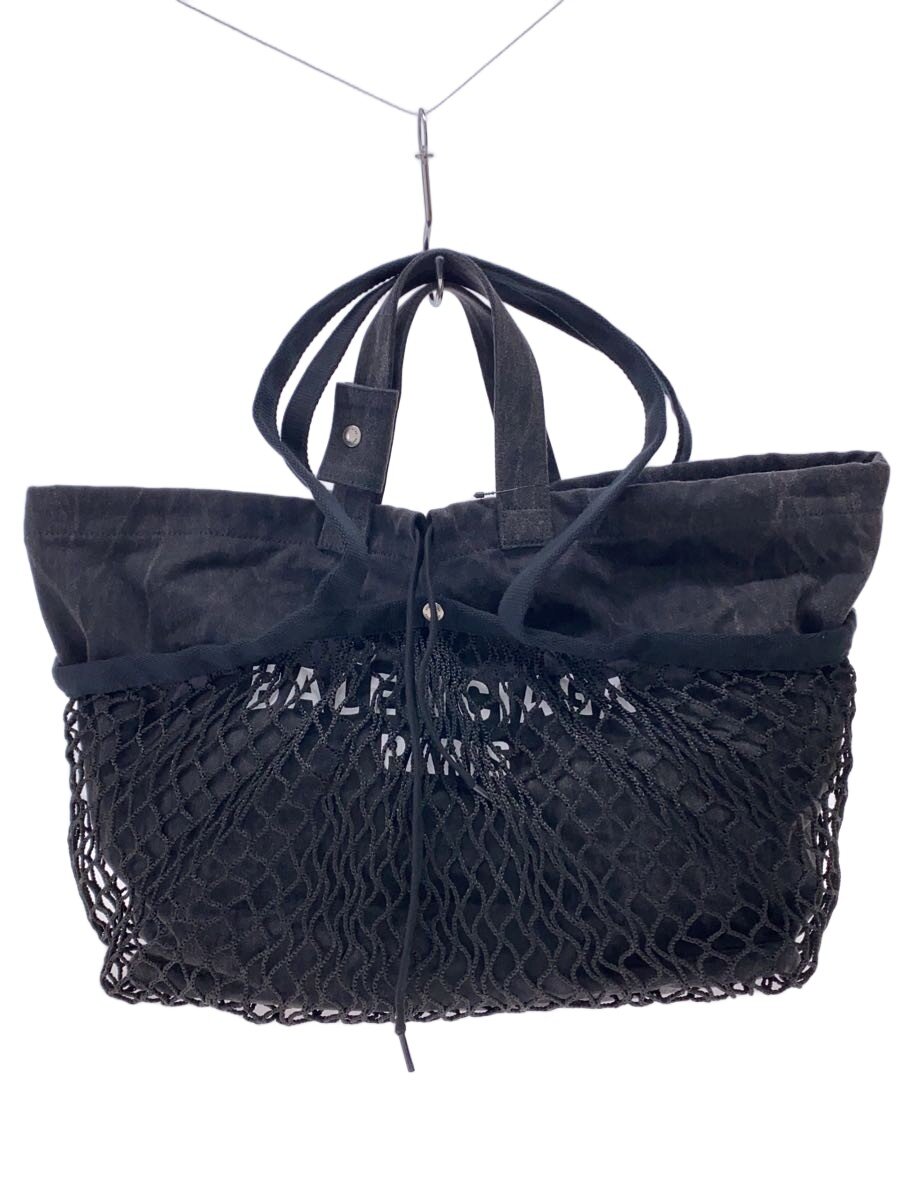 BALENCIAGA - 【中古】BALENCIAGA◆24/7 TOTE M/トートバッグ/791809/キャンバス/BLK/黒/ロゴ/メッシュ【バッグ】