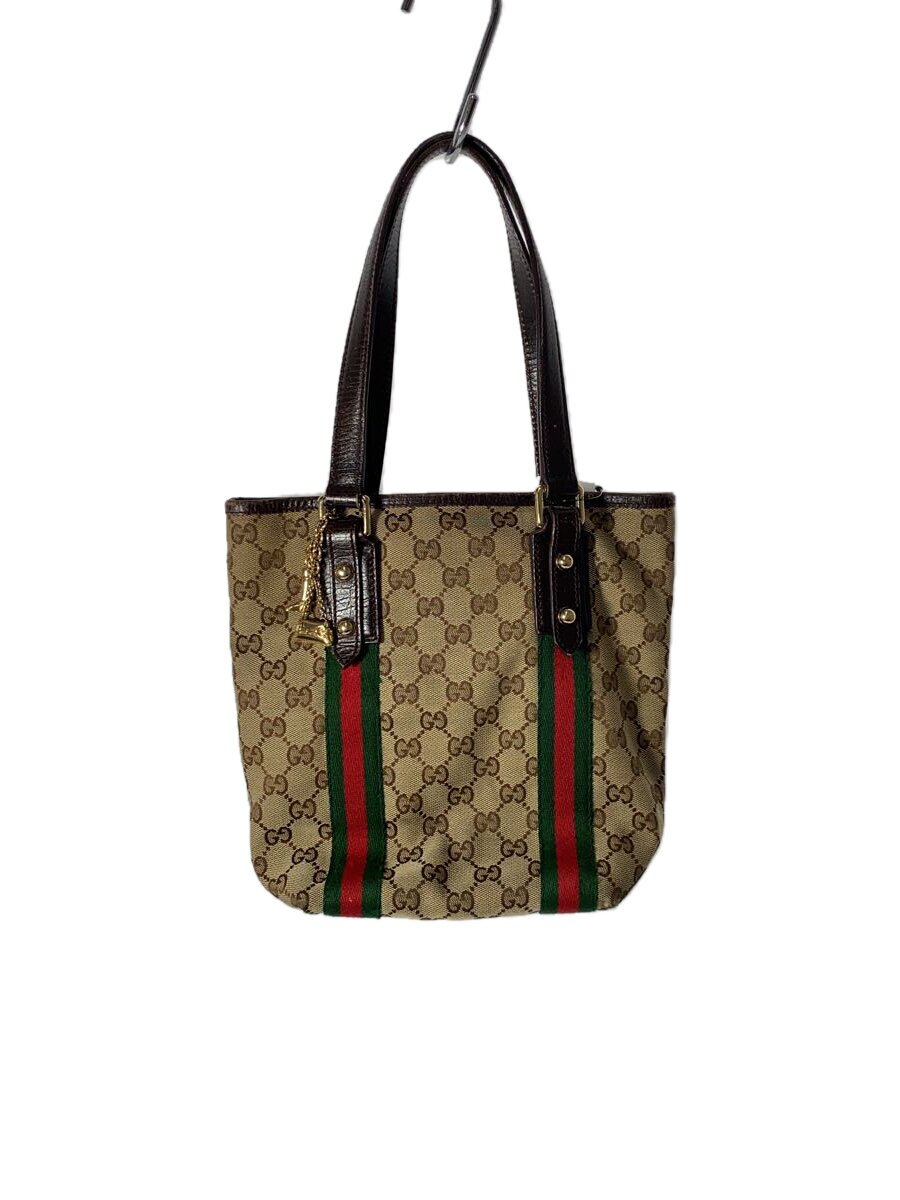 GUCCI - 【中古】GUCCI◆トートバッグ_シェリー_GGキャンバス/KHK/総柄【バッグ】