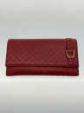 【中古】GUCCI◆長サイフ_ニース_マイクログッチシマ/レザー/RED/レディース【服飾雑貨他】