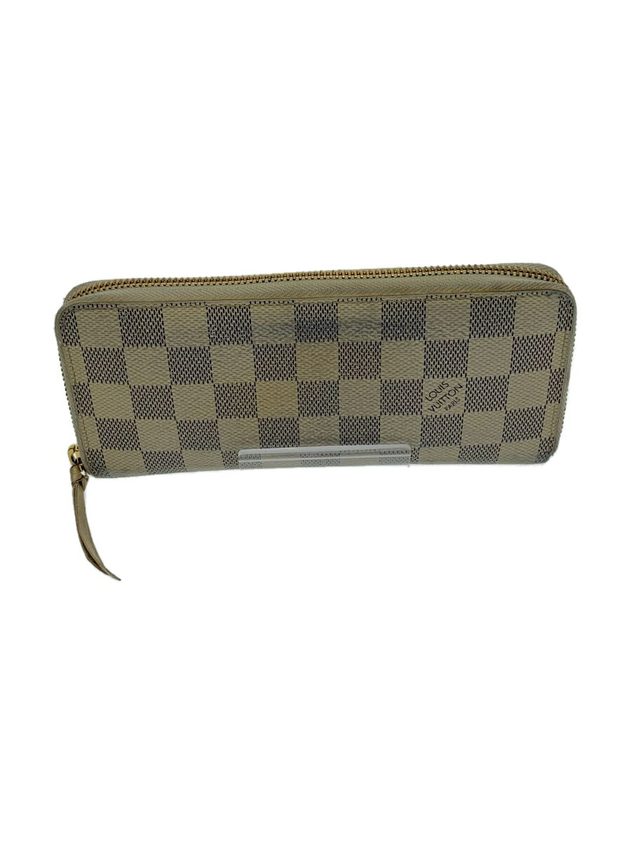 【中古】LOUIS VUITTON◆ポルト・フォイユ・クレマンス_ダミエ・アズール_WHT/PVC/WHT/レディース【服飾雑貨他】