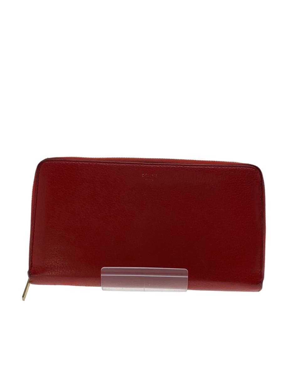 【中古】CELINE◆長財布/レザー/RED/レディース【服飾雑貨他】
