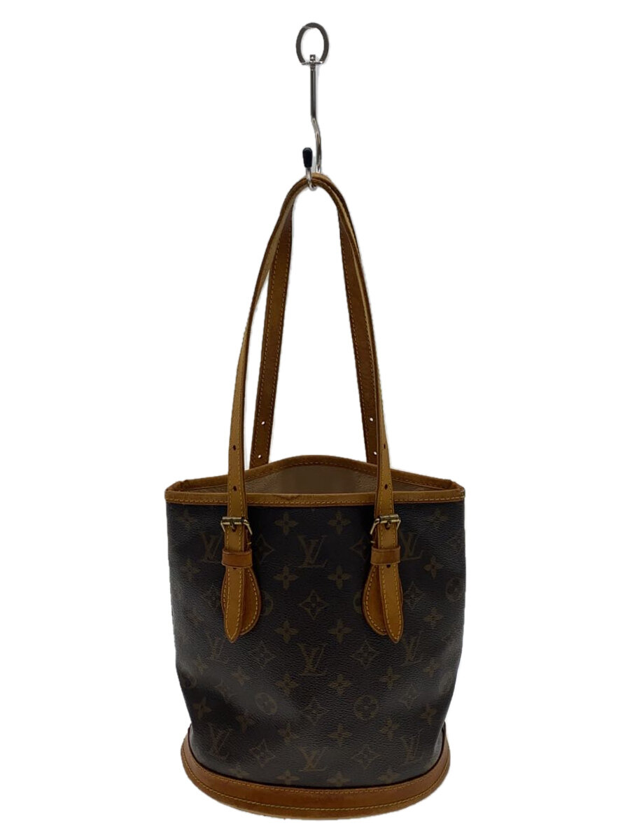 【中古】LOUIS VUITTON◆プチ・バケット_モノグラム・キャンバス_BRW/PVC/BRW//【バッグ】