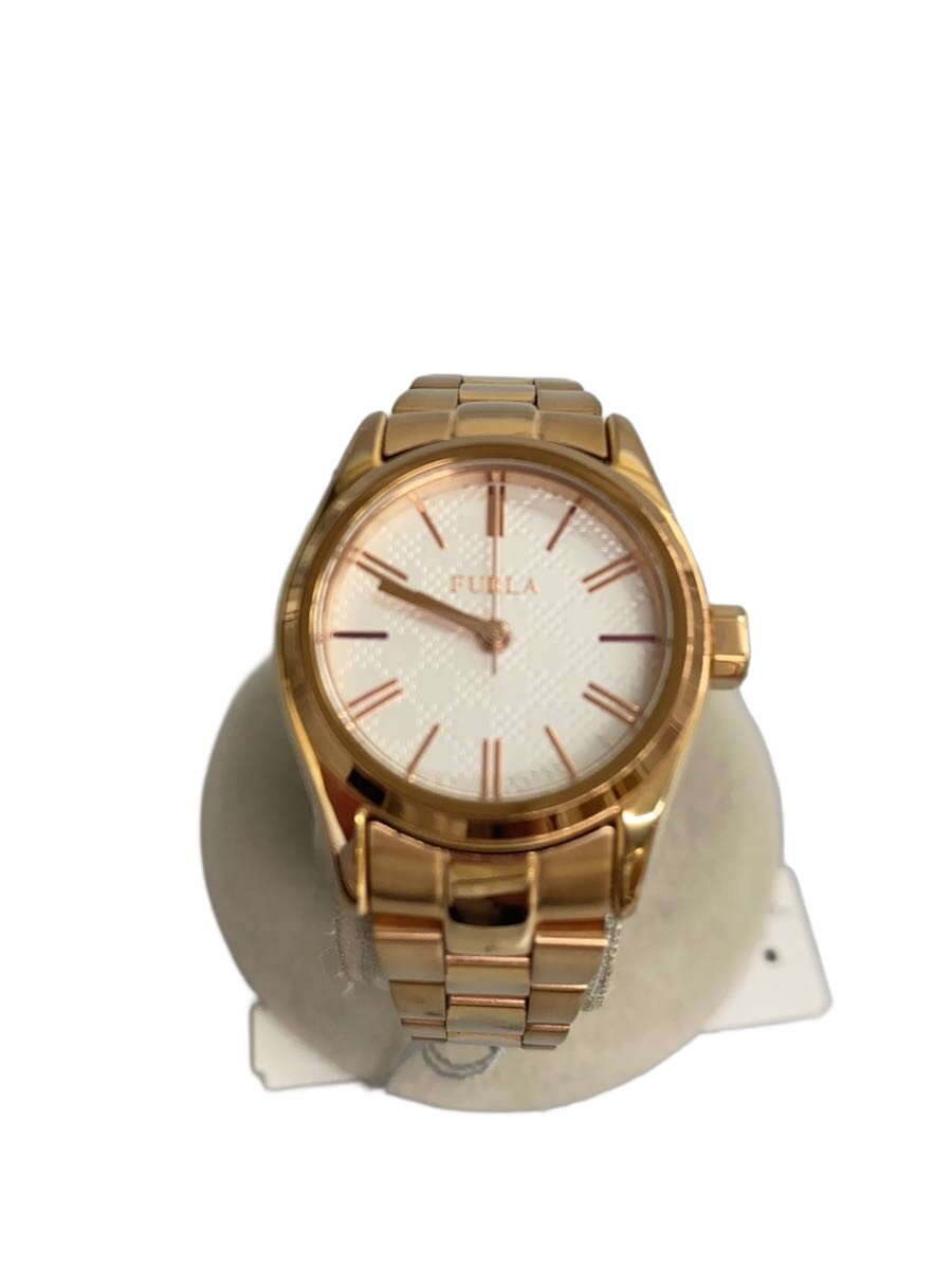 【中古】FURLA◆クォーツ腕時計/アナログ/WHT/GLD/4253101522【服飾雑貨他】