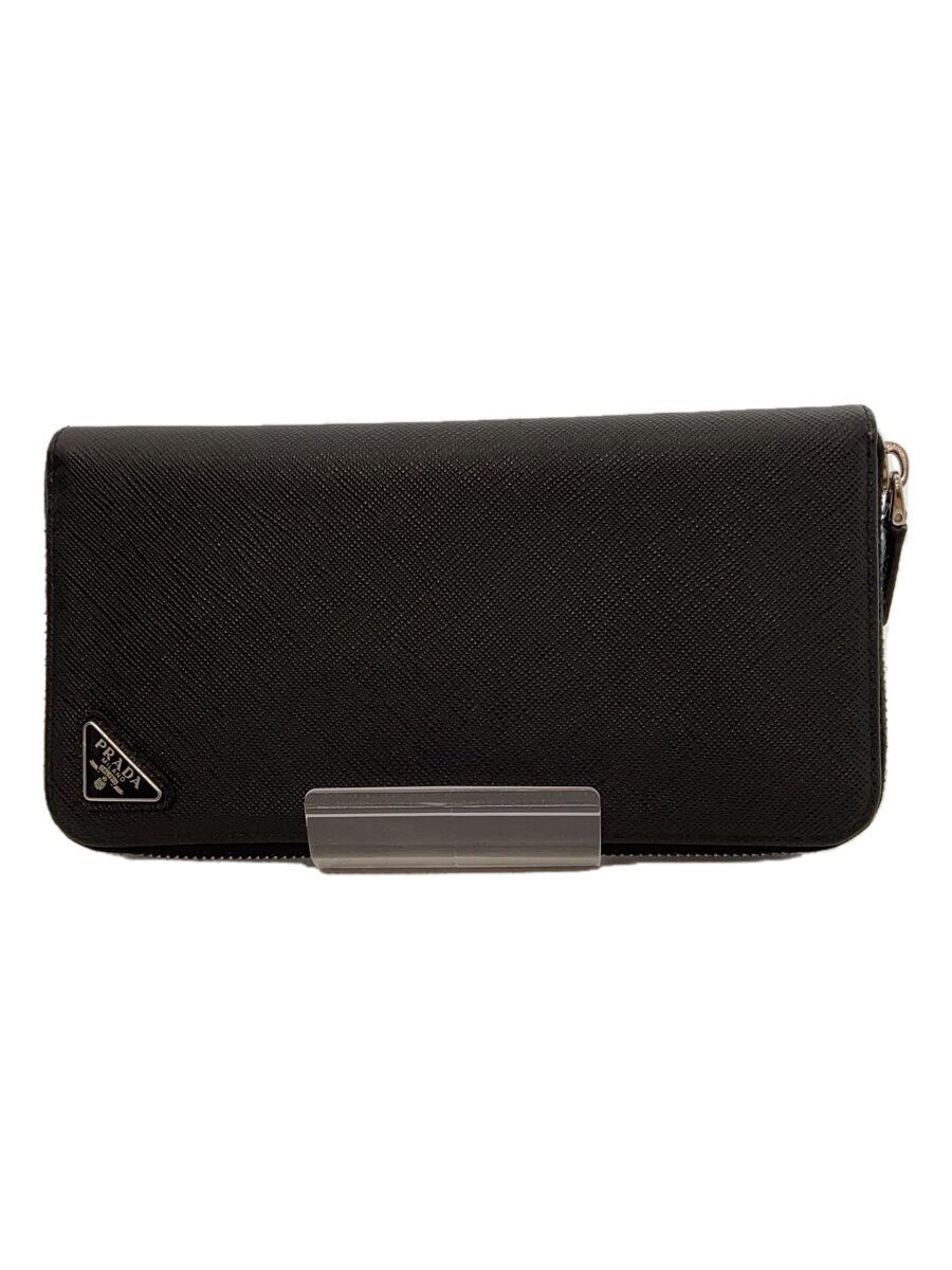 【中古】PRADA◆長財布/レザー/BLK/無地/メンズ/2ML317【服飾雑貨他】