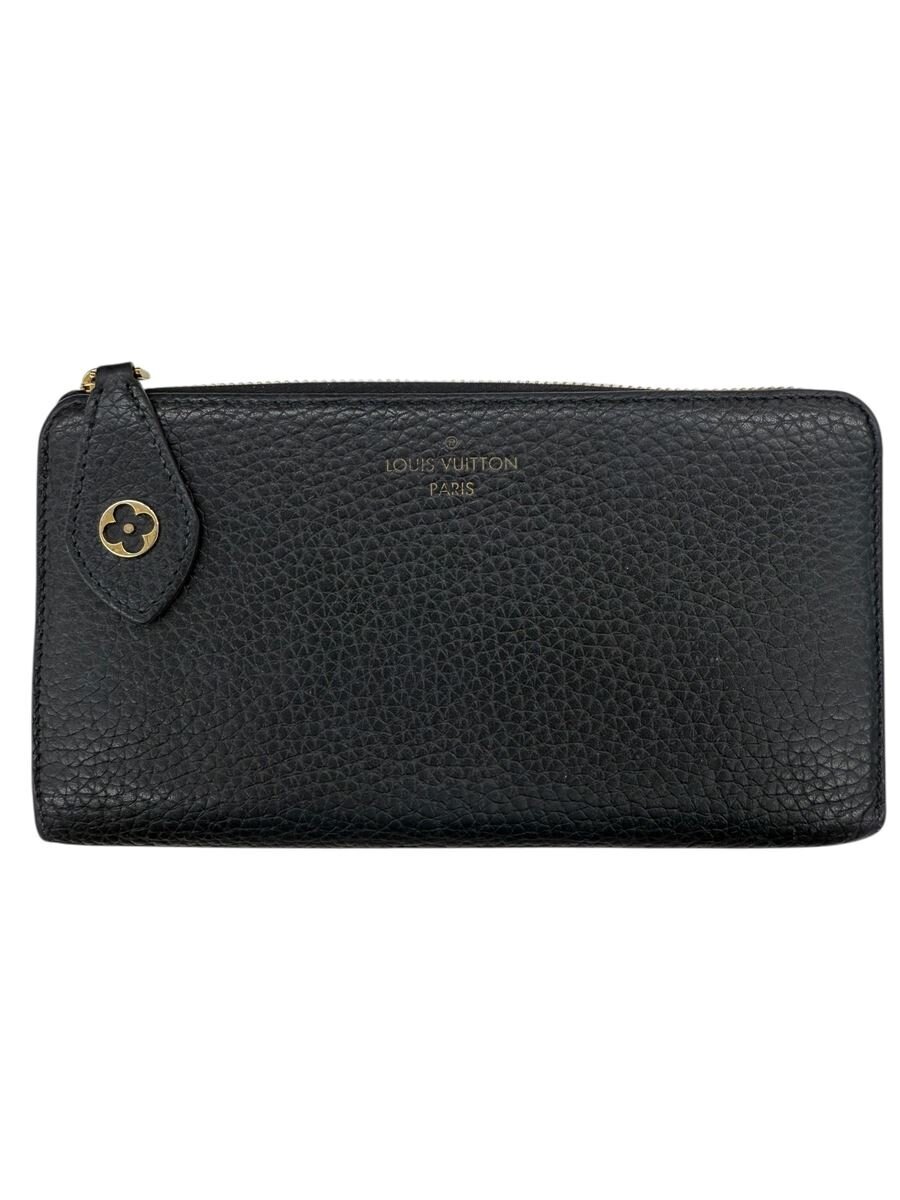 【中古】LOUIS VUITTON◆ポルト・フォイユ・コメット_トリヨン_BLK/牛革/BLK/レディース【服飾雑貨他】