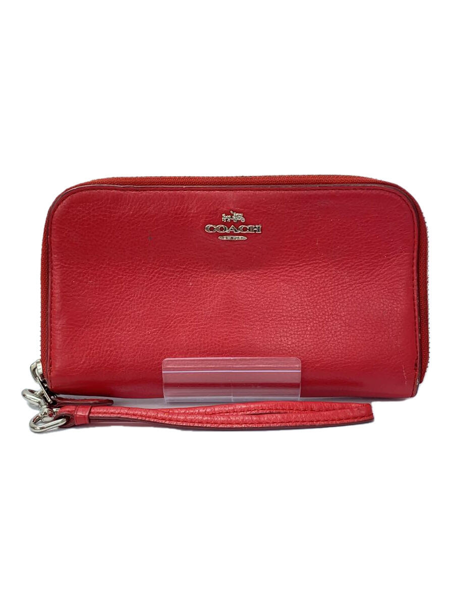 【中古】COACH◆長財布/--/RED/無地/レディース/f53891【服飾雑貨他】