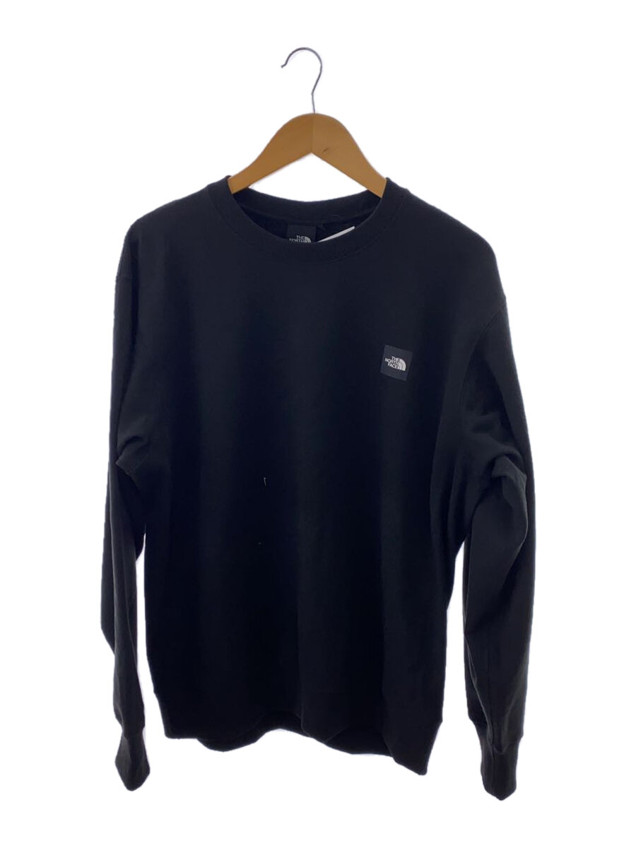 【中古】THE NORTH FACE◆HEATHER LOGO CREW_ヘザーロゴクルー/XL/ポリエステル/BLK【メンズウェア】