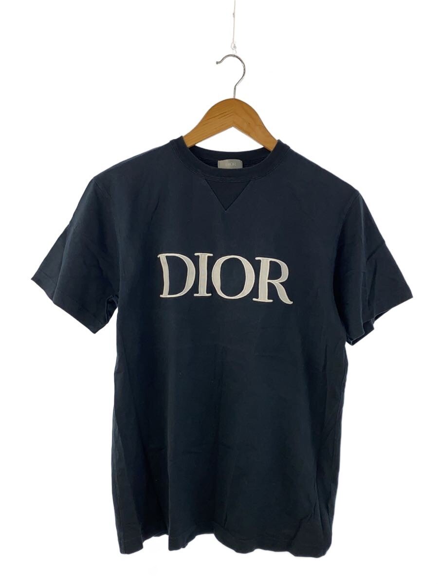 【中古】Dior HOMME◆ロゴ刺繍クルーネックTシャツ/S/コットン/BLK/プリント【メンズウェア】