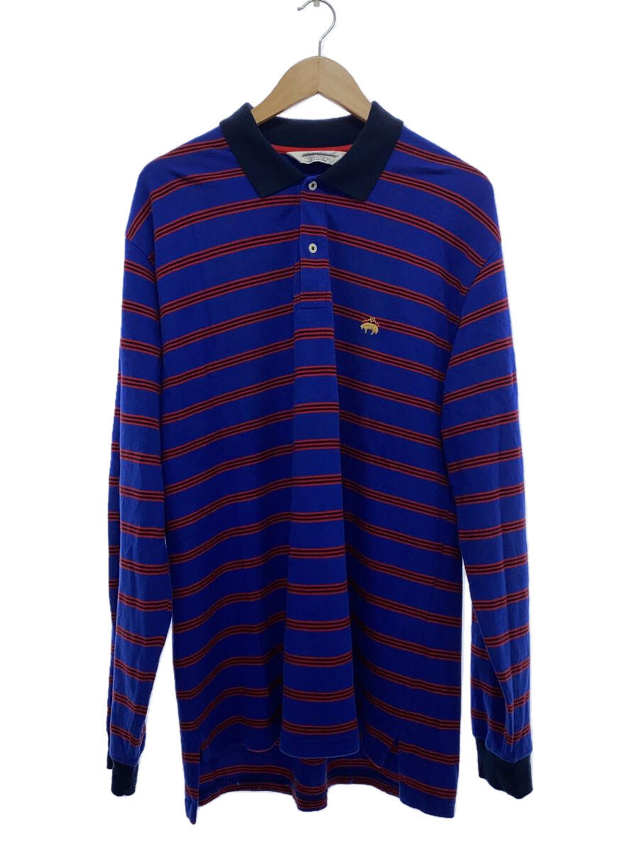 【中古】BROOKS BROTHERS◆ポロシャツ/L/コットン/ブルー/ボーダー【メンズウェア】
