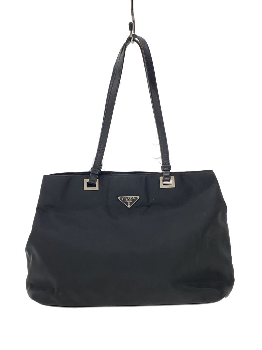 【中古】PRADA◆トートバッグ/ナイロン/BLK/無地【バッグ】