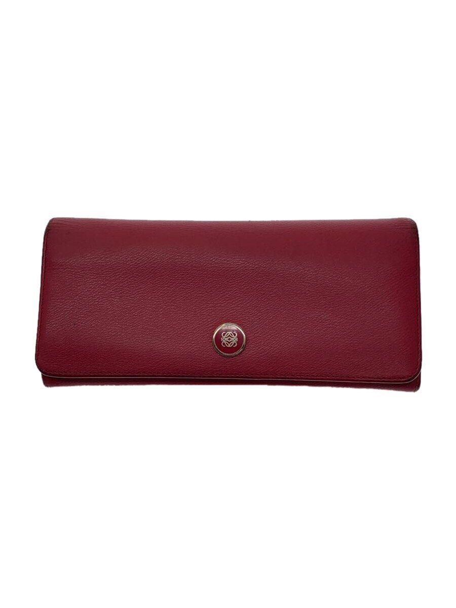 【中古】LOEWE◆アナグラムボタン/長財布/レザー/RED/無地/レディース【服飾雑貨他】