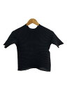 【中古】ISSEY MIYAKE◆プリーツ半袖カットソー/M/ポリエステル/BLK/FT003【レディースウェア】