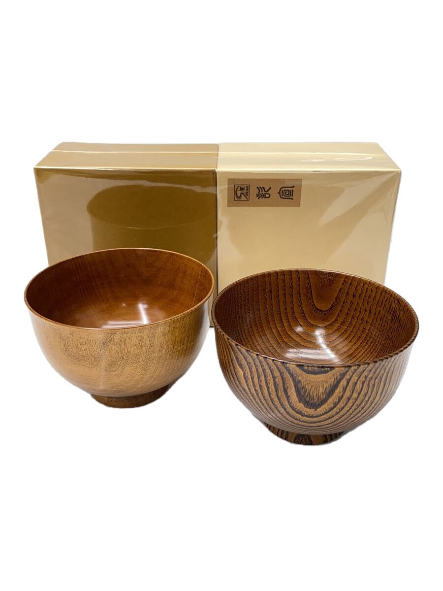【中古】銘木椀/栗/楓/2点セット/BEG【キッチン用品】