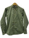 【中古】Columbia◆長袖シャツ/S/コットン/GRN/チェック【メンズウェア】