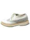 【中古】EMPORIO ARMANI◆ブーツ/5/WHT/ウィングチップ【シューズ】