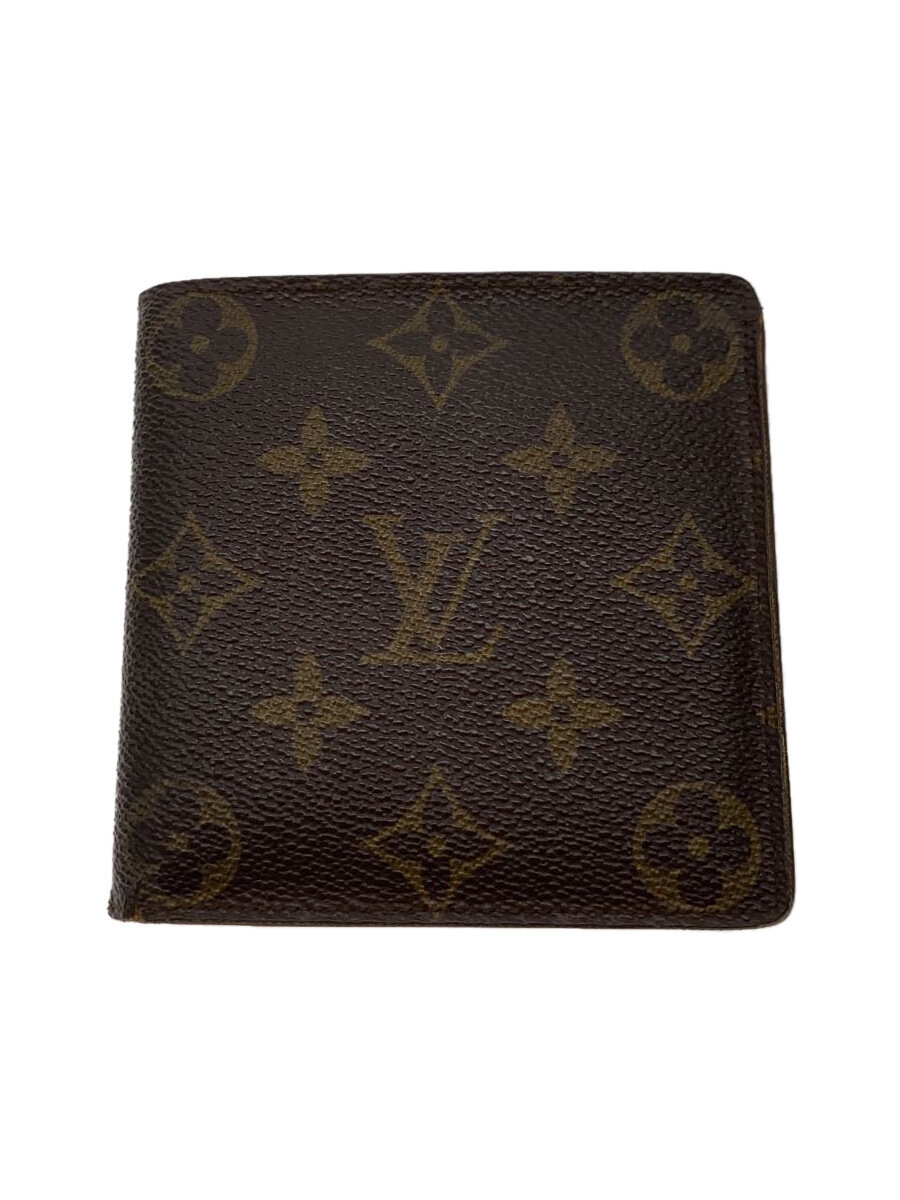 【中古】LOUIS VUITTON◆ポルト・フォイユ・マルコ_モノグラム・キャンバス_BRW/PVC/BRW/メンズ【服飾雑貨他】