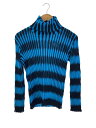 【中古】ISSEY MIYAKE◆プリーツ/ニット・セーター(薄手)/2/ウール/BLU/総柄/IM73KN002【レディースウェア】(4)