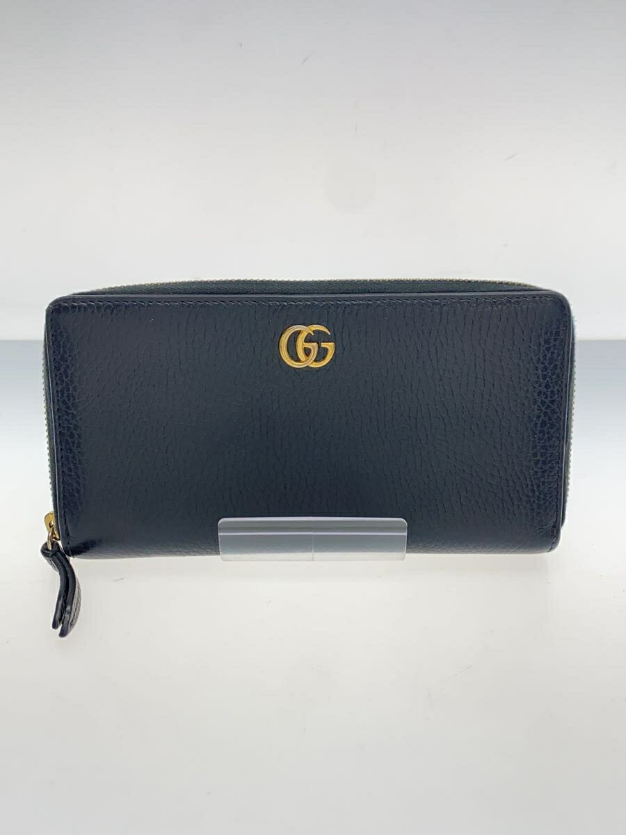 【中古】GUCCI◆長財布/レザー/BLK/無地/メンズ/456117【服飾雑貨他】