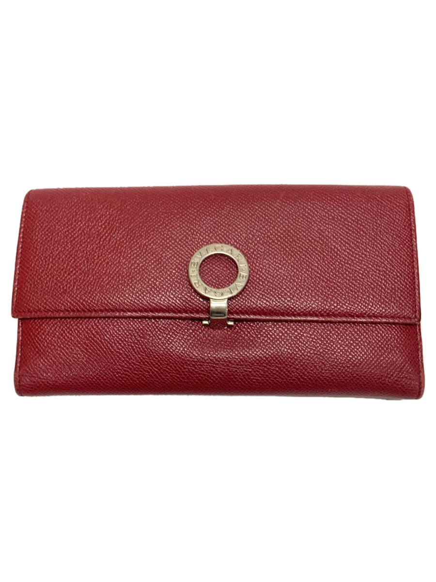 【中古】BVLGARI◆長財布/レザー/RED/レディース【服飾雑貨他】