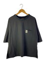 【中古】LEH◆Tシャツ/半袖/トップス/カットソー/刺繍/プルオーバー/BLK【メンズウェア】