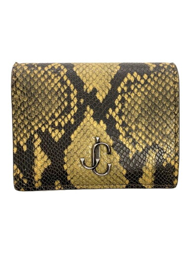 【中古】JIMMY CHOO◆コンパクトウォレット/2つ折り財布/パイソン柄/レザー/GLD/総柄/レディース【服飾雑貨他】 【中古】JIMMY CHOO◆コンパクトウォレット/2つ折り財布/パイソン柄/レザー/GLD/総柄/レディース【服飾雑貨他】