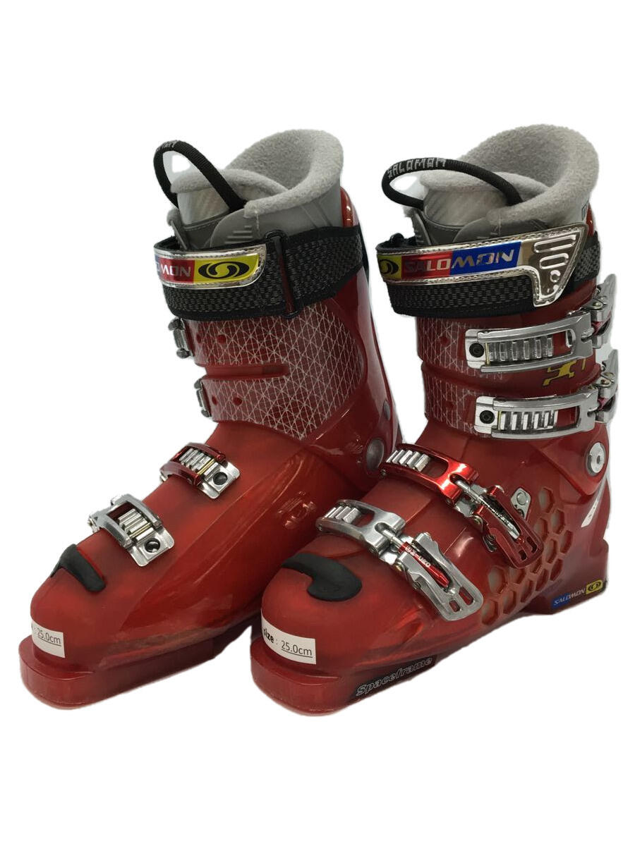 【中古】salomon◆スキーブーツ/25cm/RED/アダルト【スポーツ】