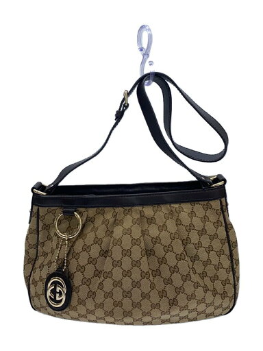 【中古】GUCCI◆ショルダーバッグ/--/BEG/総柄/※スレ/内側シミ有【バッグ】 【中古】GUCCI◆ショルダーバッグ/--/BEG/総柄/※スレ/内側シミ有【バッグ】