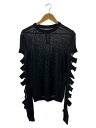 【中古】Rick Owens◆リブトリム カットアウト プルオーバー/ニット・セーター(薄手)/S/ウール/ブラック【レディースウェア】