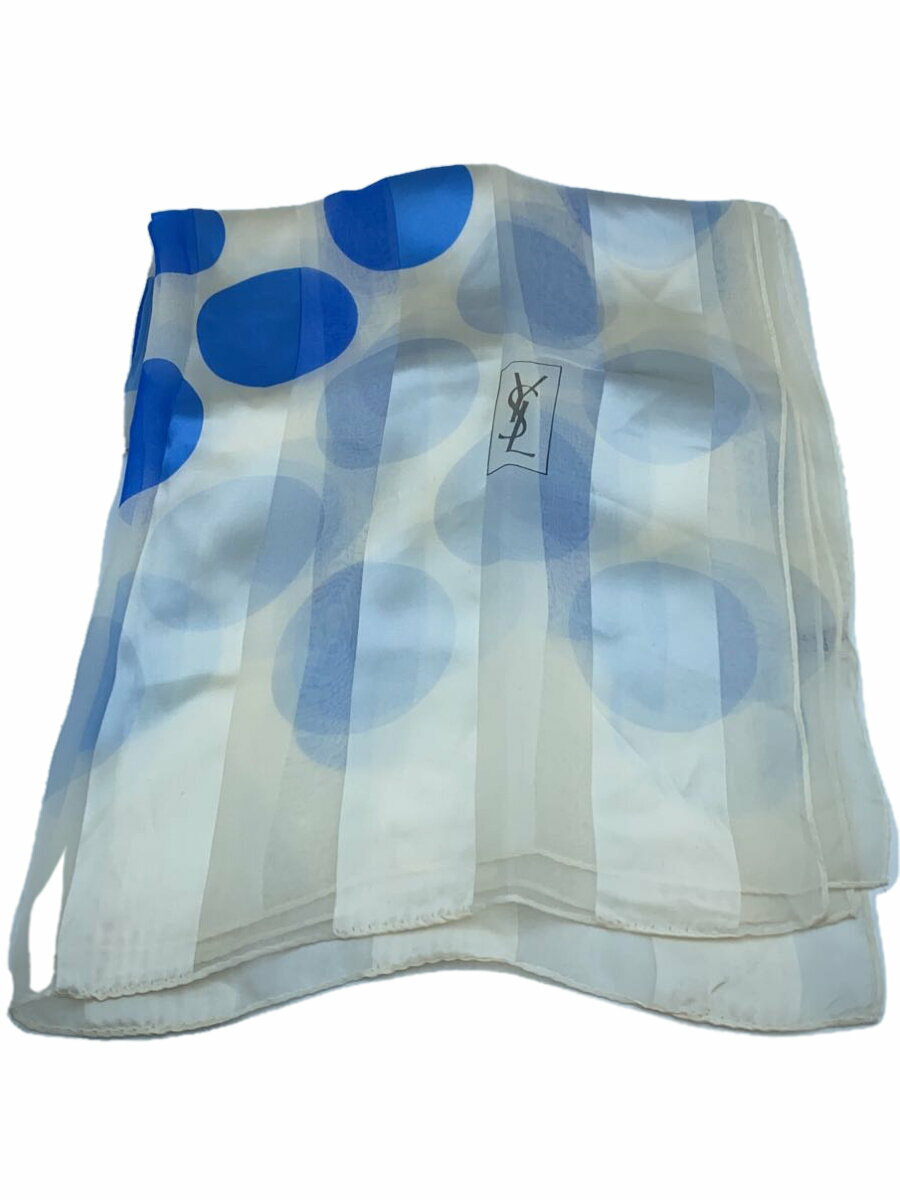【中古】YVES SAINT LAURENT◆スカーフ/シルク/BLU/総柄/レディース【服飾雑貨他】
