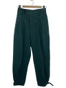 【中古】INSCRIRE◆ハイウエストベイカーパンツ/ボトム/36/コットン/グリーン/無地/120SS-PT70【レディースウェア】
