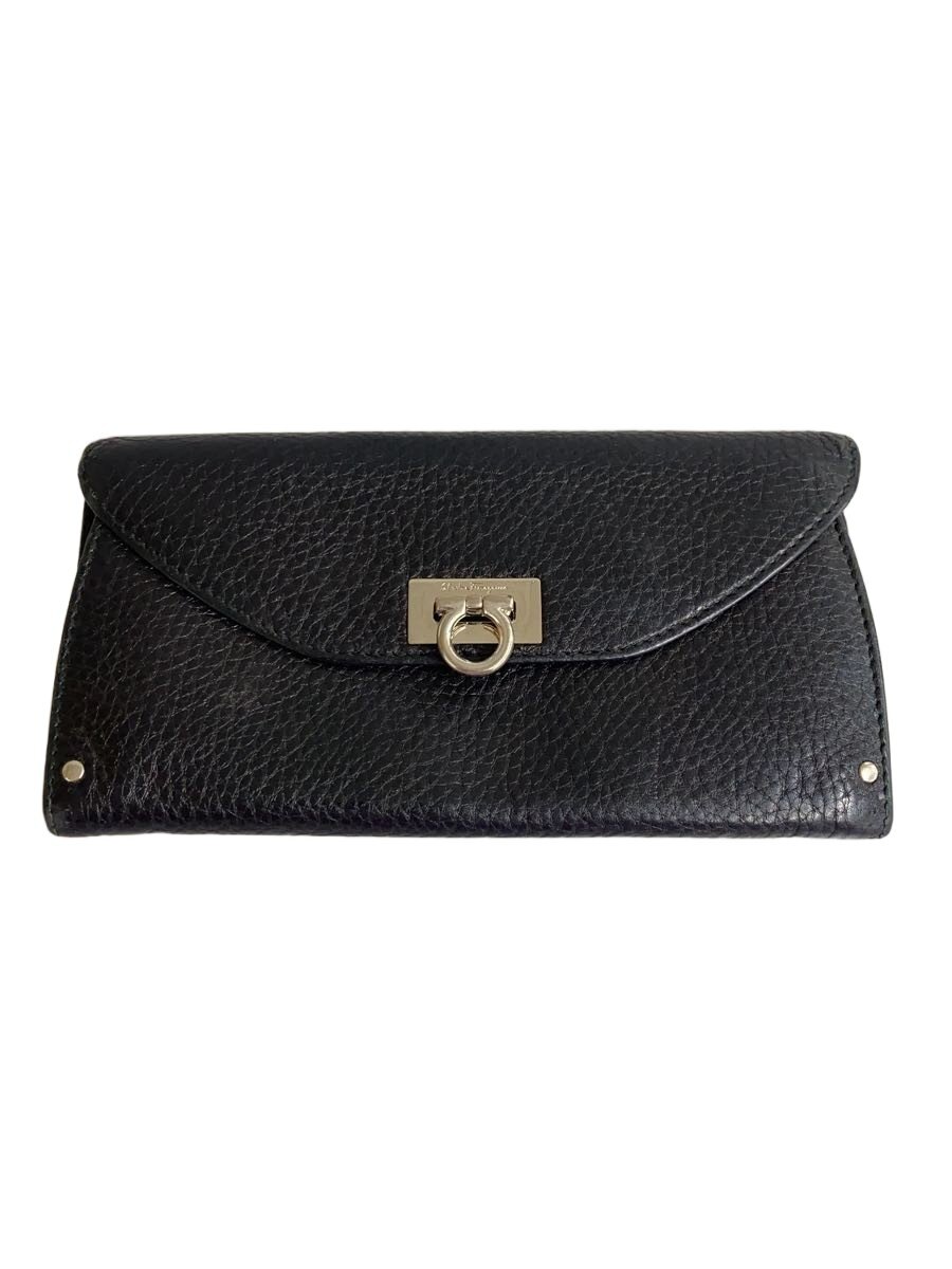 【中古】Salvatore Ferragamo◆長財布/レザー/BLK/レディース【服飾雑貨他】