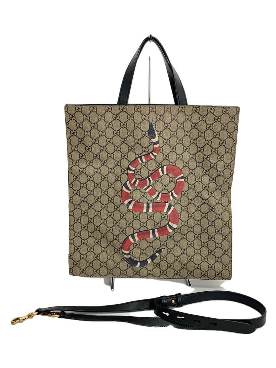 GUCCI - 【中古】GUCCI◆トートバッグ_GGスプリーム/PVC/ブラウン【バッグ】