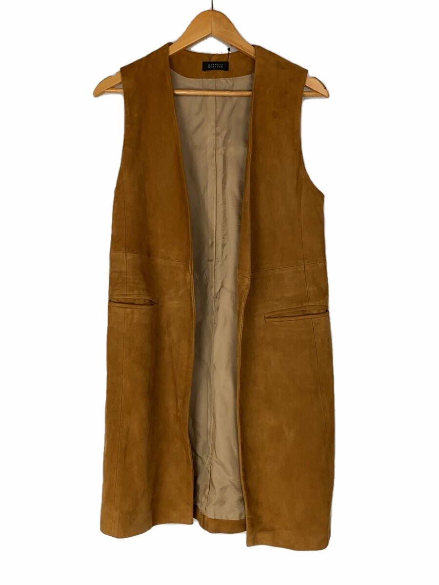 【中古】BARNEYS NEWYORK◆スエードロングベスト/38/山羊革/キャメル/BN16S01【レディースウェア】