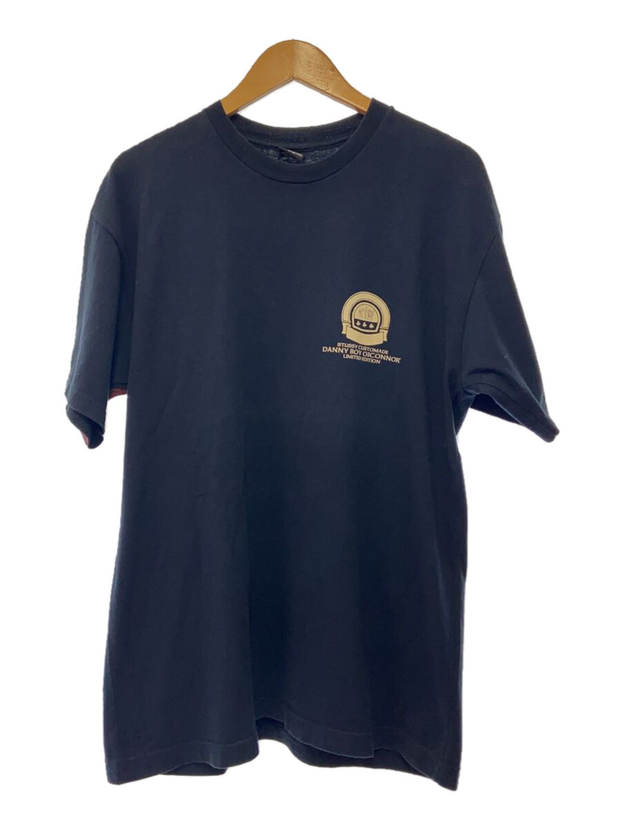 STUSSY◆00s/CUSTOMADE/DANNY BOY NYPD Tee/Tシャツ/L/コットン/BLK//