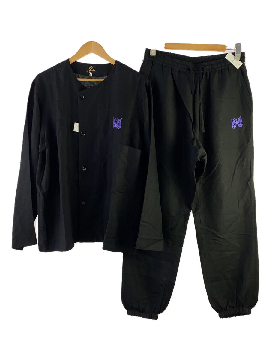 【中古】Needles◆セットアップ/M/リネン/BLK/無地/0T214SH/PT【メンズウェア】