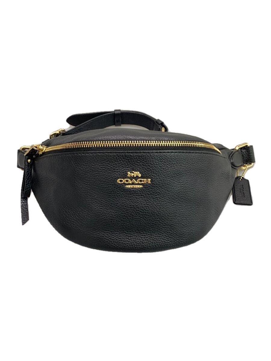 【中古】COACH◆ウエストバッグ/レザー/BLK/f48738【バッグ】