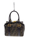 【中古】FENDI◆ズッカ柄/ハンドバッグ/BRW/総柄/キズ・パイピング当て革剥がれ有//【バッグ】