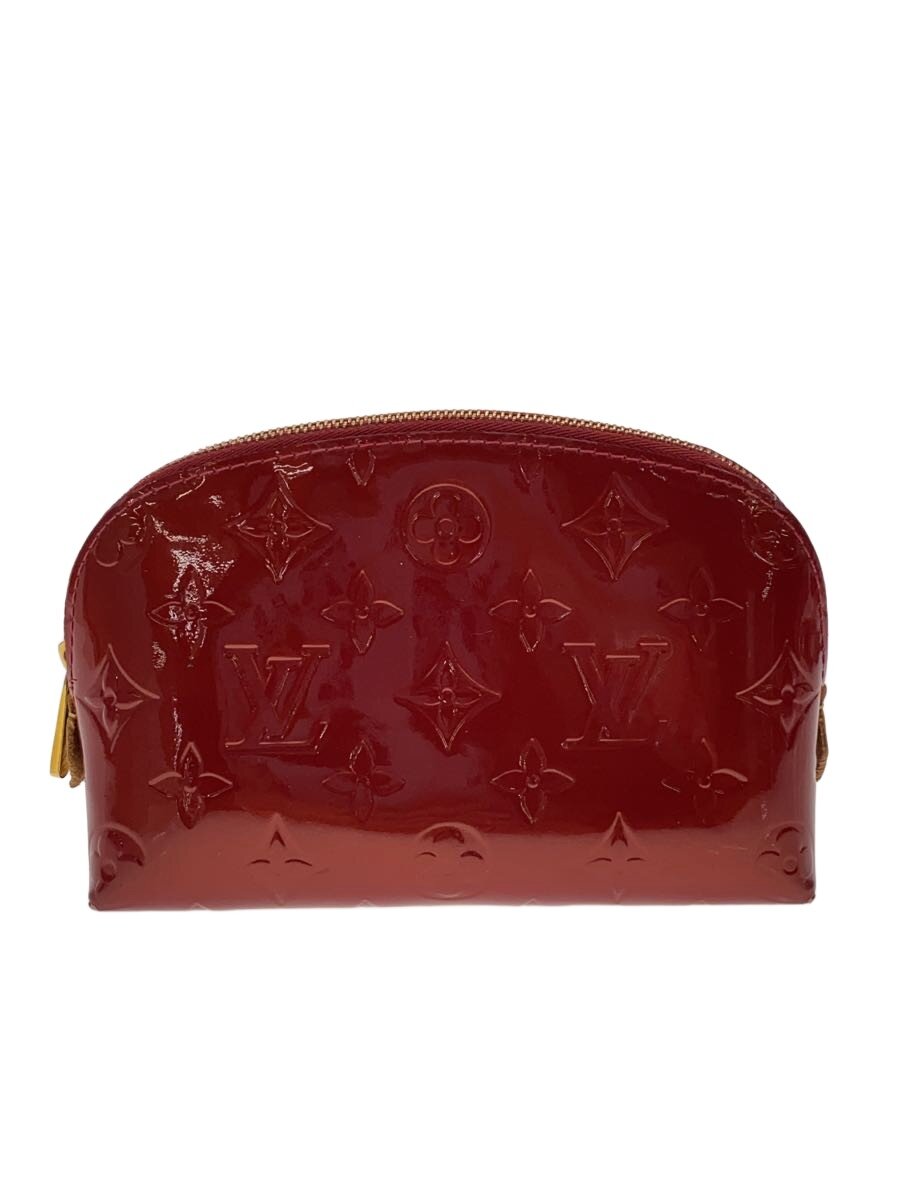 【中古】LOUIS VUITTON◆ポシェット・コスメティック_モノグラム・ヴェルニ/レザー/RED/無地【バッグ】