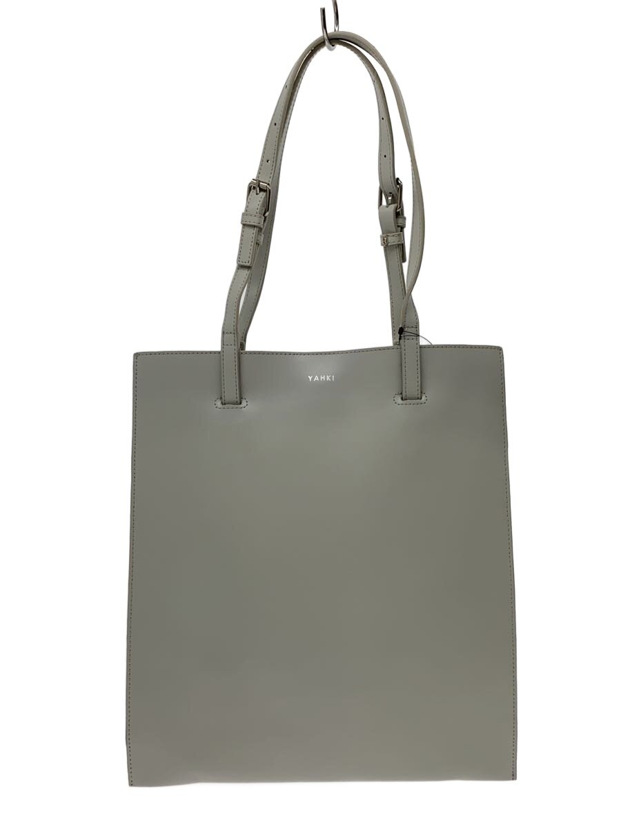 【中古】YAHKI◆トートバッグ/レザー/GRY/無地【バッグ】
