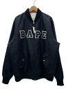 【中古】A BATHING APE◆スタジャン/XL/ナイロン/BLK【メンズウェア】