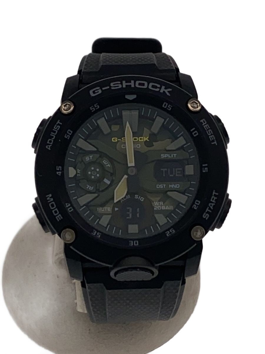 【中古】CASIO◆CASIO/クォーツ腕時計_G-SHOCK/デジアナ/ラバー/KHK/BLK//【服飾雑貨他】