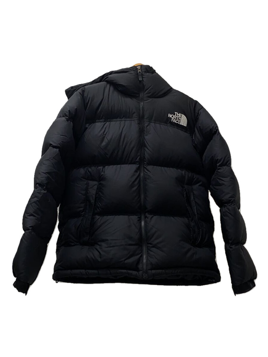 【中古】THE NORTH FACE◆NUPTSE HOODIE_ヌプシフーディー/L/ナイロン/BLK/無地【メンズウェア】