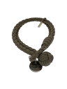 【中古】BOTTEGA VENETA◆ブレスレット/レザー/GRY/レディース【服飾雑貨他】