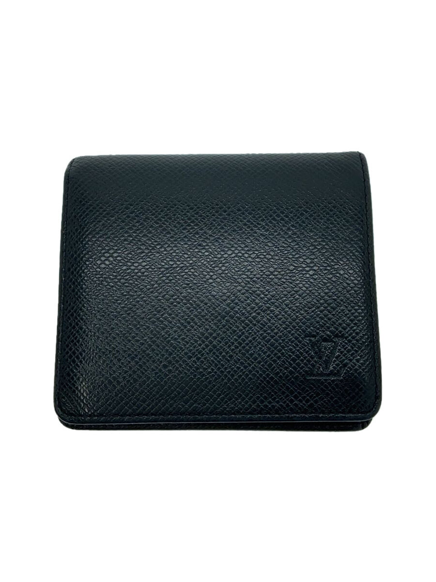 【中古】LOUIS VUITTON◆ポルト・ビエ・3カルト・クレディ_タイガ_BLK/レザー/BLK/M30452【服飾雑貨他】