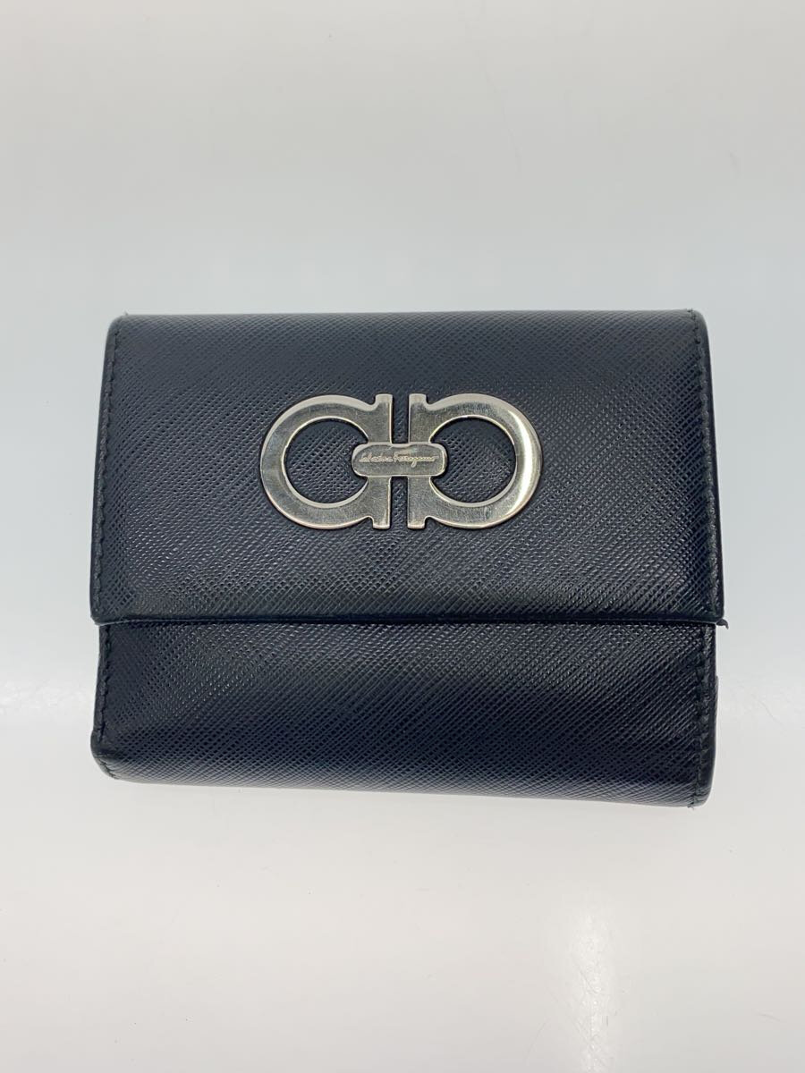 【中古】Salvatore Ferragamo◆2つ折り財布/レザー/BLK/レディース/IR-227122【服飾雑貨他】