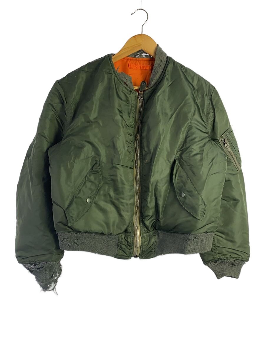 U.S.AIR FORCE◆70s/MA-1/ALPHA社製/SCOVILL ZIP/フライトジャケット/L/KHK/無地
